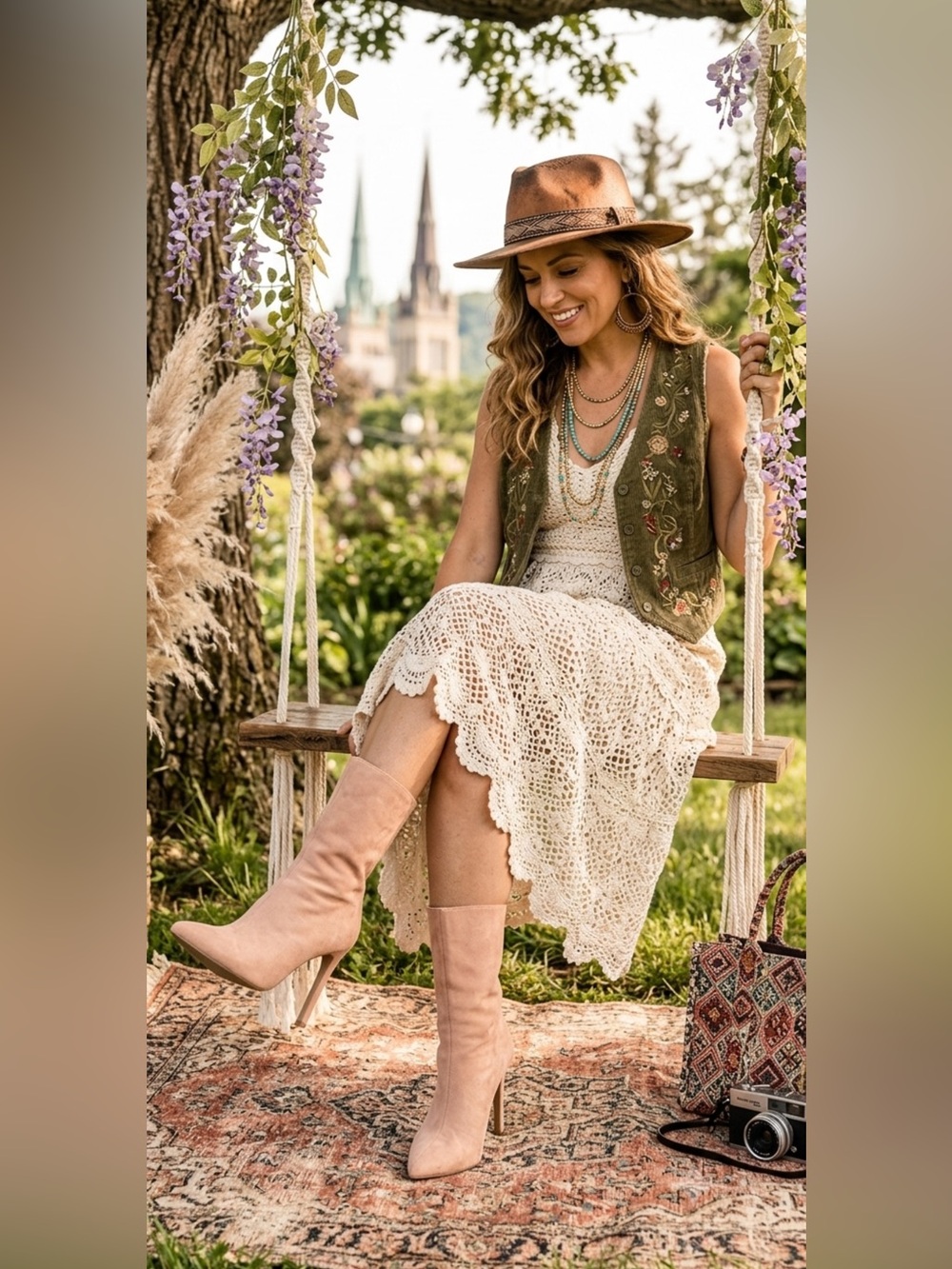Faux Suede Mid-Calf Stiletto Boot in Blush Pink